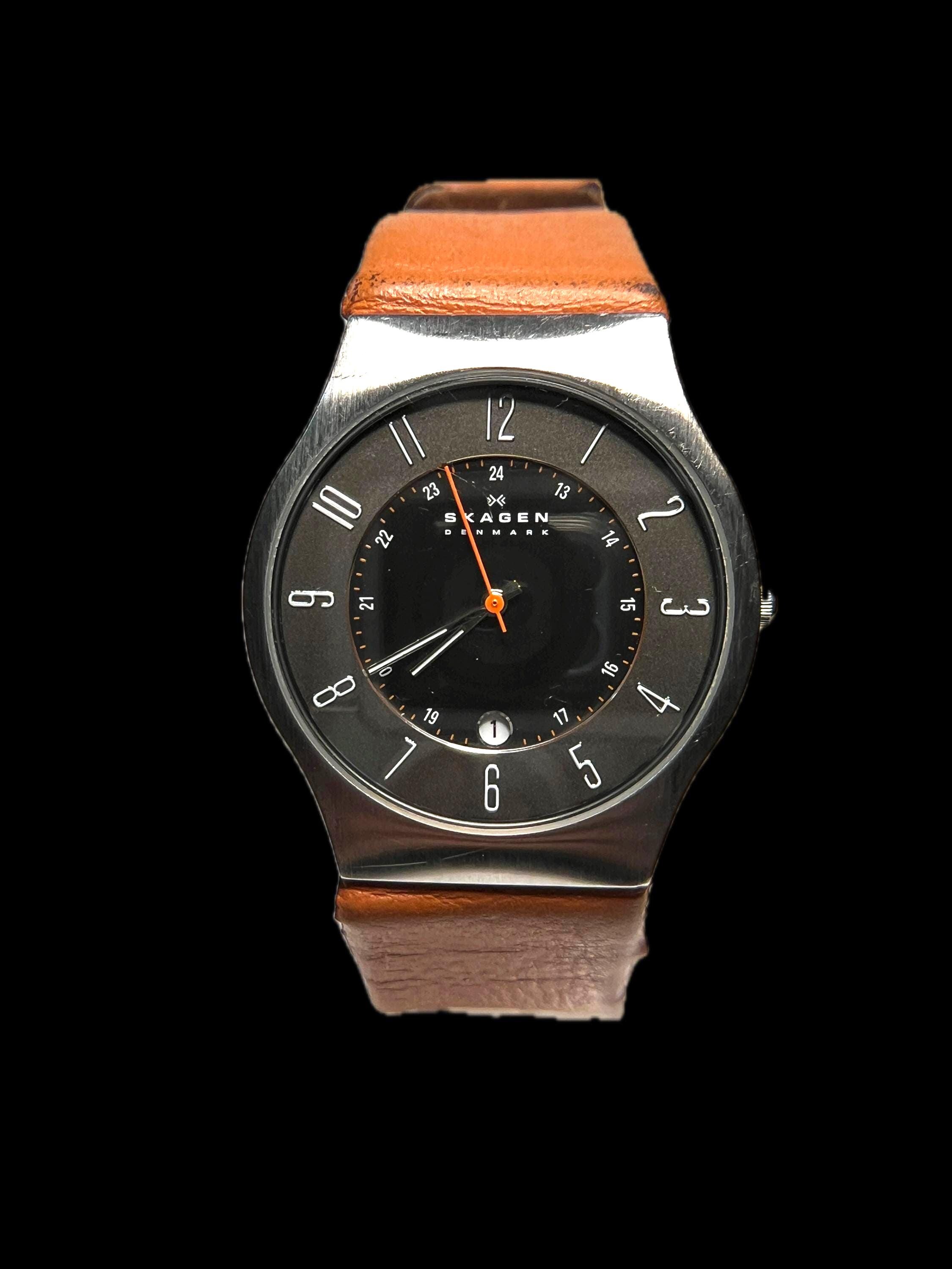 Skagen Denmark Brown Leather Watch with tags SKAGEN Melbye Mens Titanium Watch, Blue Dial w/ Day & Date  main image 2