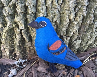 Blue Grosbeak bird Christmas ornament