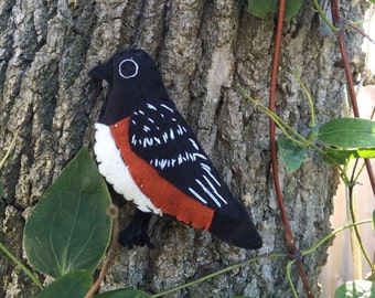 Towhee bird Christmas ornament