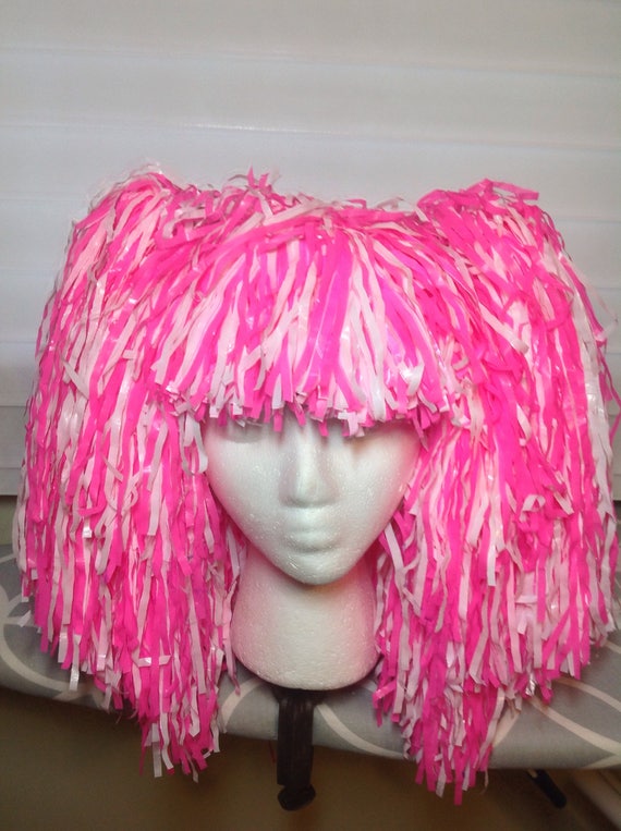 Cheerleader Wig Head Piece With Detachable Pom Poms Pink And Etsy Cheerleader Wig Head Piece With Detachable Pom Poms Pink And Etsy
