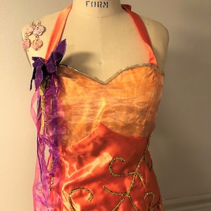 glittery orange mermaid costume complete set- cosplay,halloween