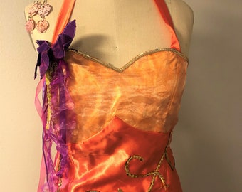 glittery orange mermaid costume complete set- cosplay,halloween