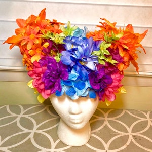 Pride rainbow flowered headpiece