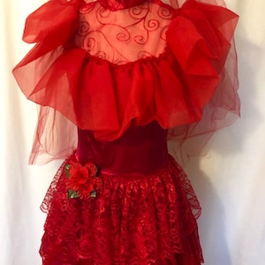 Lydia red lace ruffled wedding dress replica cosplay sizes 2-20