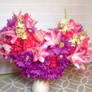 Pink and purple Floral headpiece wig-drag,flower child hippie priscilla queen of the desert halloween image 3