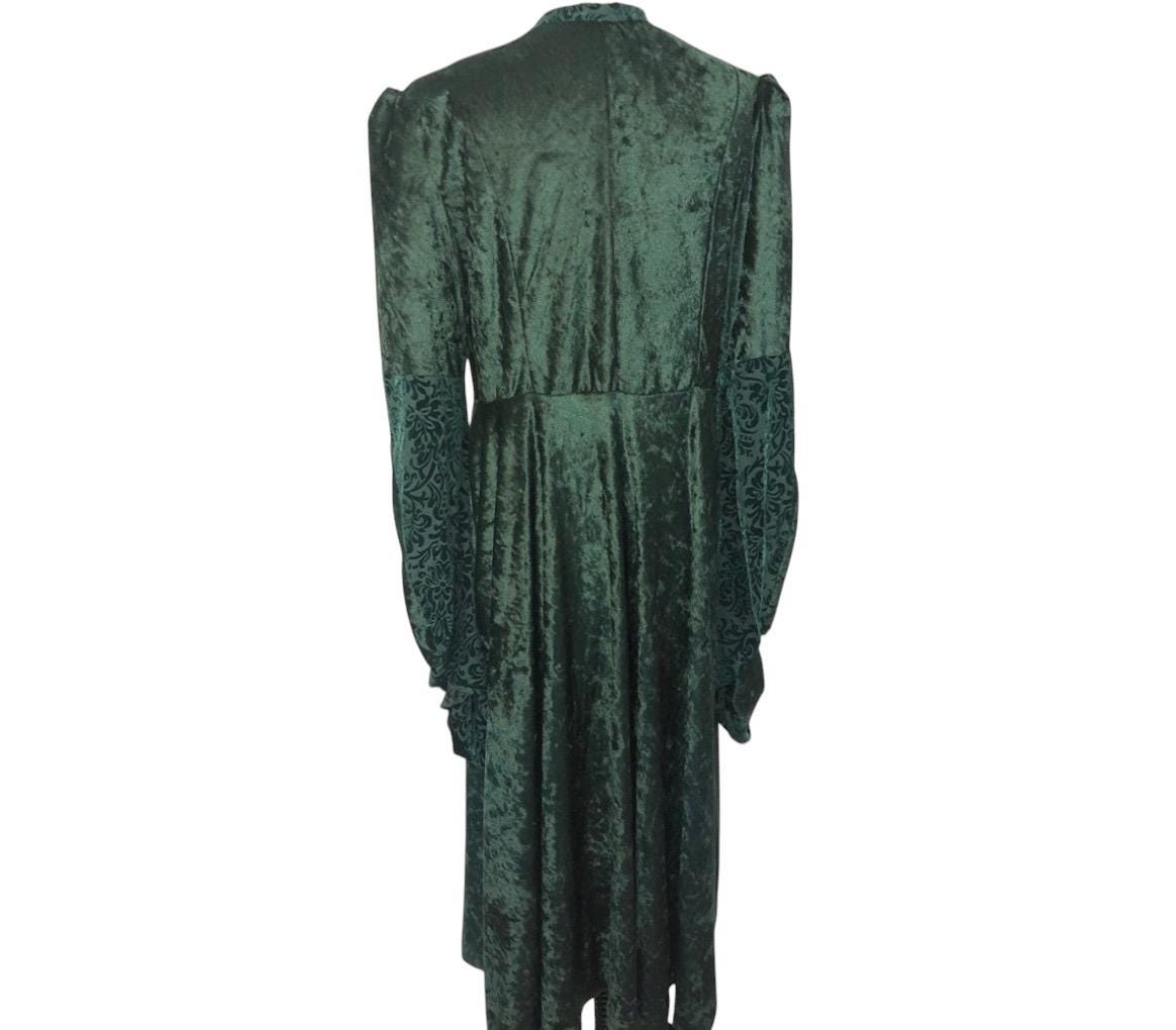 Long Sleeve Whistles Green Velvet Dress Forest Green Velvet Flare
