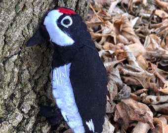 Acorn Woodpecker felt bird- Christmas ornament, decoration