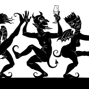 Kerstkaart: "Diabolical Dancing" - alternatieve kerstkaarten van Nancy Farmer