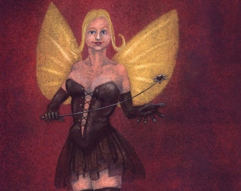The Spanking Fairy - a naughty burlesque art print