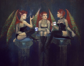 Devils' Coffee Break - art print,  3 sizes available