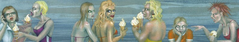 Seven deadly Sins at the Seaside Satirical Art Print image 2