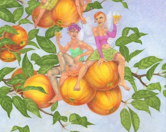 Cider Apple Fairies - art print by Nancy Farmer