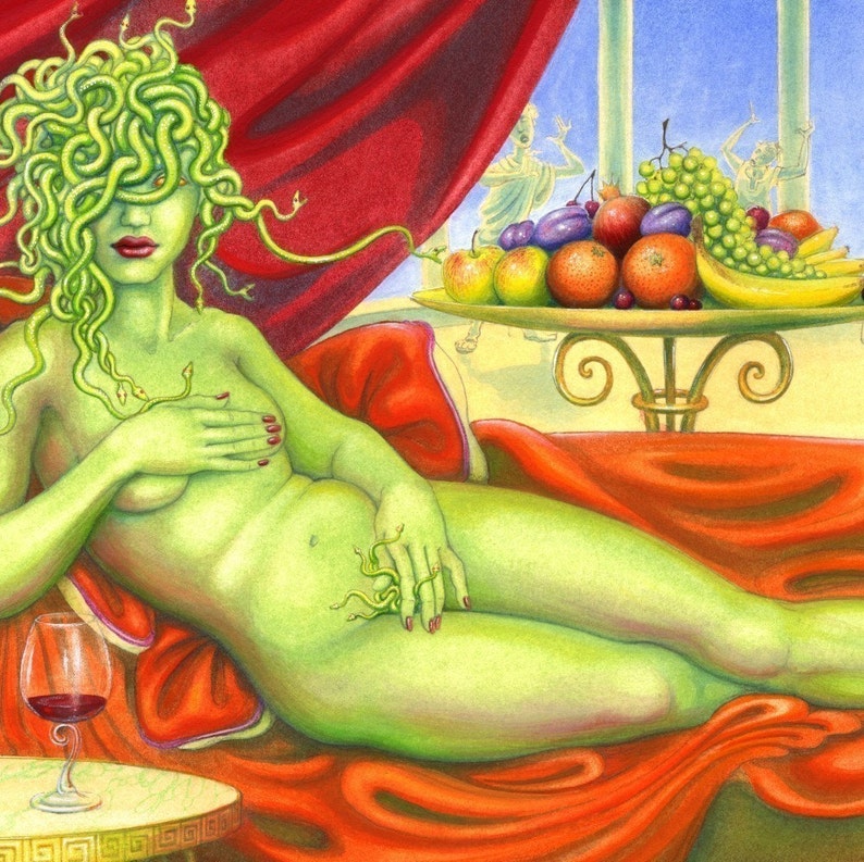 Medusa in Modesty Medusa with Pubic Snakes art print image 2