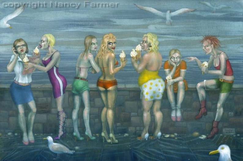 Seven deadly Sins at the Seaside Satirical Art Print image 1