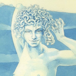 Detail of painting by Nancy Farmer - "Medusa of the Levels" - Medusa with worms for hair