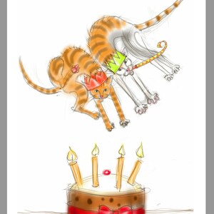 cartolina d'auguri: compleanno Cats' - arte carta, carta di compleanno