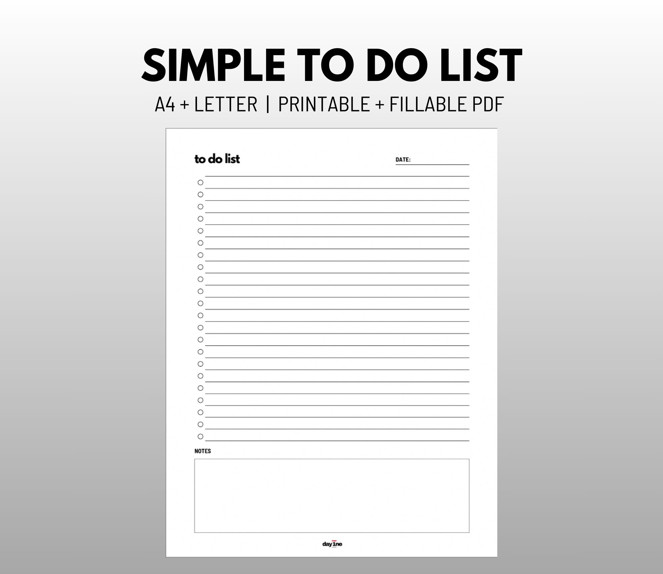 Simple to Do List Printable, Simple Tasks List Template, Productivity ...