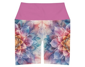 High Waisted Yoga Shorts (AOP)