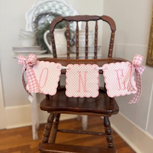 Scalloped Embroidered First Birthday Banner, “one” banner, high chair birthday banner