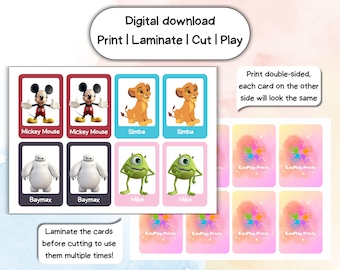 Montessori Memory Matching Game, Memory Cards, Card game, Memory Flash Cards, Printable Game, Matching Cards Kids game Memory game Preschool