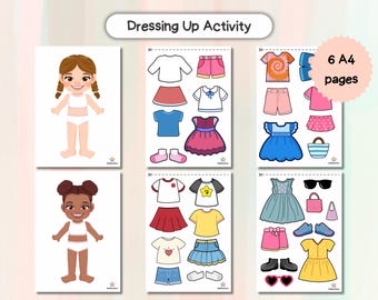 Printable Dress Up Activity Girl version, Dressing activity, Kids game, Clothing activities, Dressing up Preschool, Montessori, Homeschool