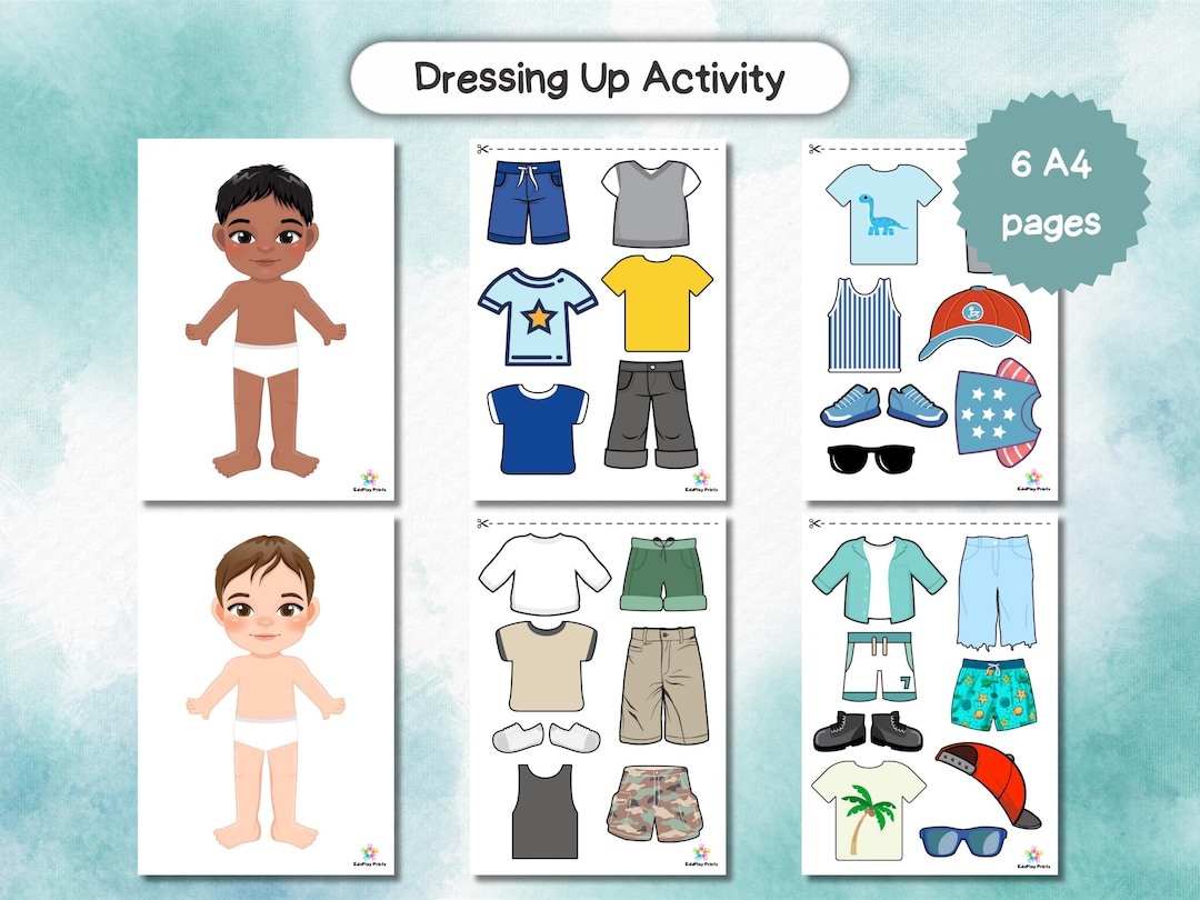 Attività di vestire stampabile Versione per bambini, Attività di