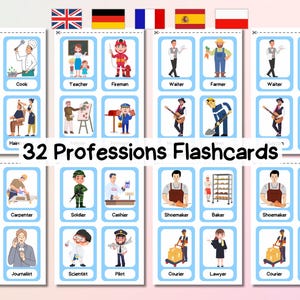 32 cartes-éclair des professions pour les enfants, cartes-éclair des professions, cartes d'apprentissage pour les enfants, Montessori
