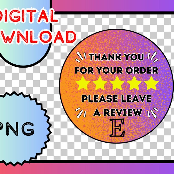 Round sticker Colorfull etsy order thanyou digital sticker etsy review sticker digital png sticker packaging digital sticker