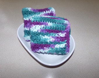 Crocheted Dishcloths -  Wash/Dish/Face Cloths - Set of 2 Dishcloths - Kitchen Accessories - House Warming Gift Basket - Mulitcolor -