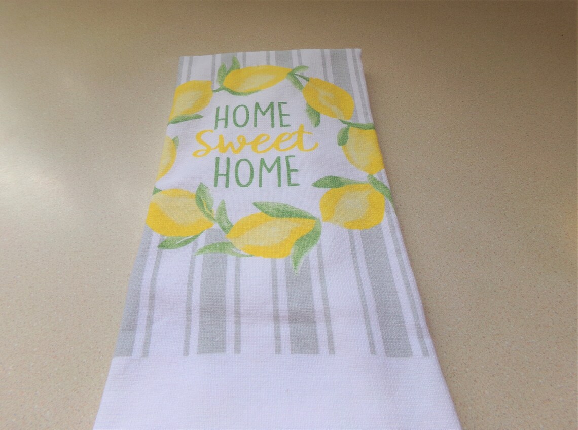 Yellow Kitchen Towel Set Home Sweet Home Towel Yellow Etsy