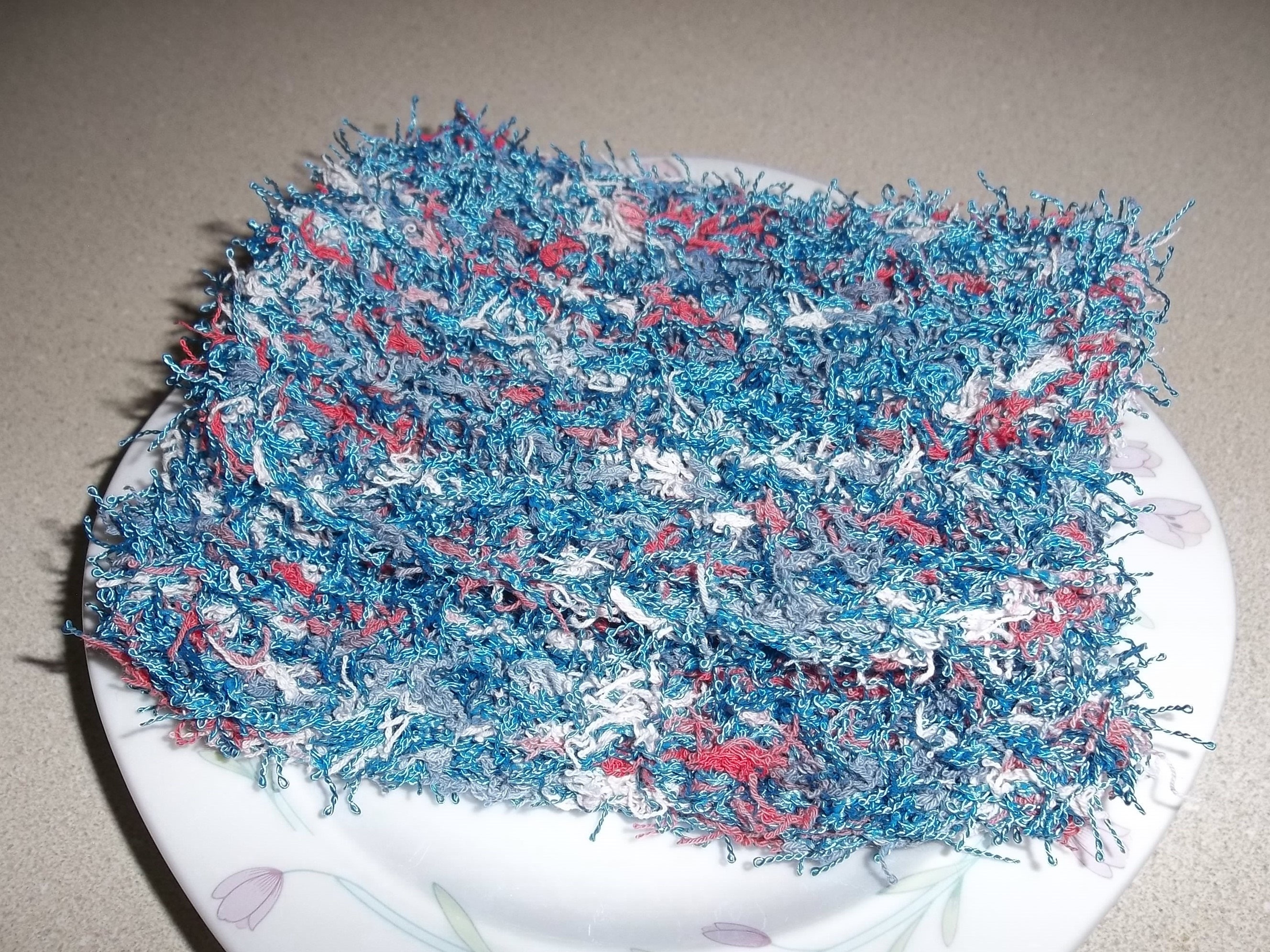 Red Blue White Knit Scrubbies Set Of 2 Knit Scrubbies Etsy