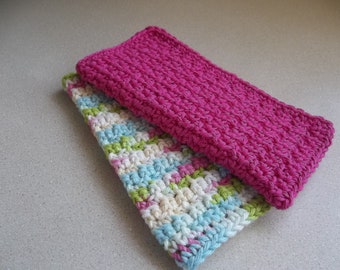 Bright Pink and Multi color Crochet Dishcloths - Dish & Bath Cloths - Kitchen Accessories - House Warming Gift - Gift Basket