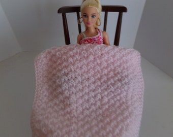 Pale Pink Barbie Doll Blanket - Fashion Dolls -Small Doll Blanket - One Sixteen Size Doll - Doll Accessories -