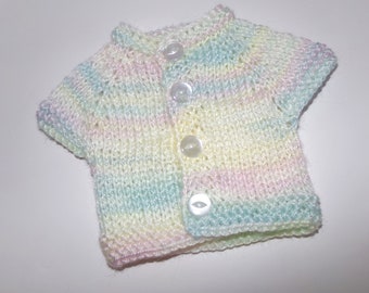 Small Premature Baby \ Baby Doll Jacket - Extra Small Baby Sweater- Soft Pastel Colors -