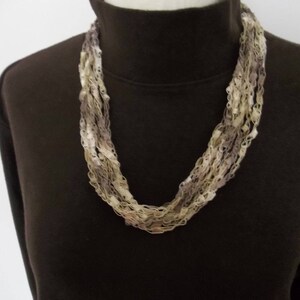 Browns with Cream  Crochet Necklace - Ladder Lace Necklace - Accessories, Gift Idea