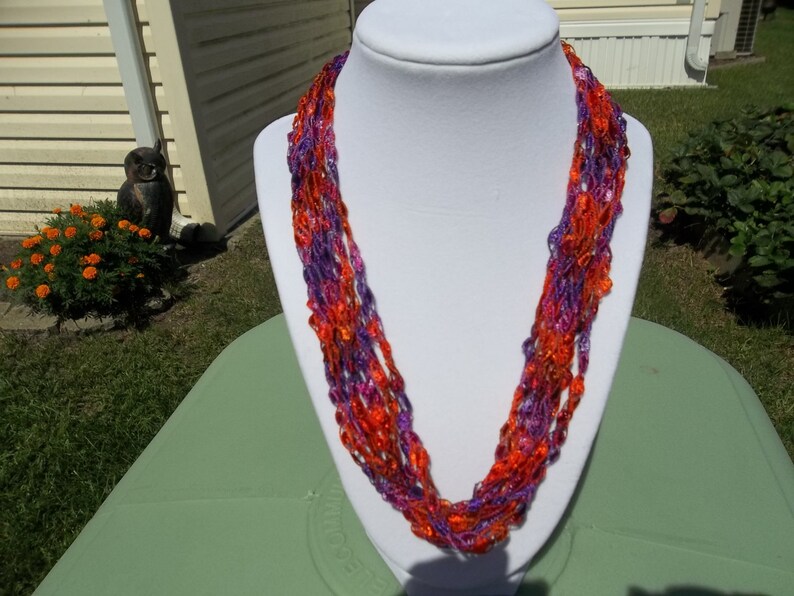 Multi Color Crochet Ladder Lace Necklace Trellis Ribbon Etsy