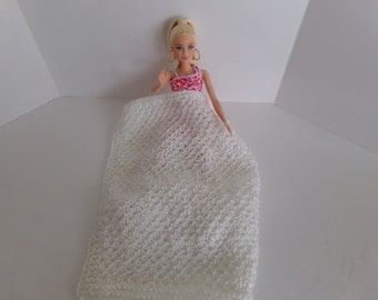 White Fashion Doll Blanket, Small Doll Blanket 1:16  Blanket, Baby's Lovey, Doll Accessories, Gift Ideas