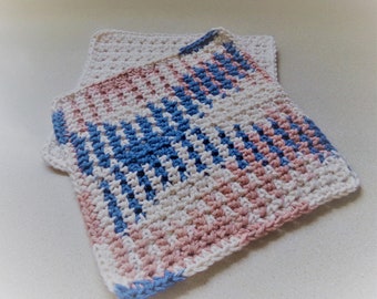 Crocheted Dishcloths -  Wash/Dish/Face Cloths - Set of 2 Dishcloths - Kitchen Accessories - House Warming Gift Basket -