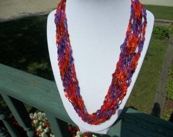 Multi Color -  Crochet Ladder Lace Necklace - Trellis Ribbon - Lace Fiber Yarn- Womens Accessory - Gifts for Her -