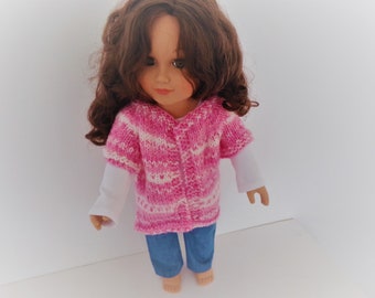 Baby/Doll Preemie Sweater, Pinks with White Hand Knit  Sweater, Doll Accessories, Baby Sweater, Doll Apparel