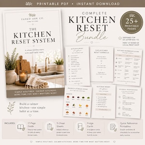 Kitchen Reset System Printable | Cleaning Checklist & Home Management PDF