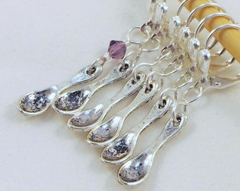 READY TO SHIP! Spoon stitch markers for crochet or knitting - set of 6