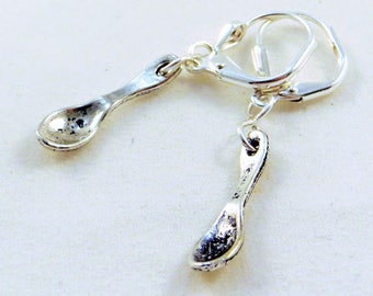 Lepel oorbellen - verzilverde hendel rug (sterling of zilver gevulde Franse haak ook beschikbaar)