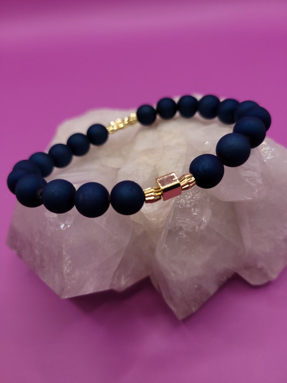 Energetically UPLIFTING Blue Druzy agate gemstone bracelet