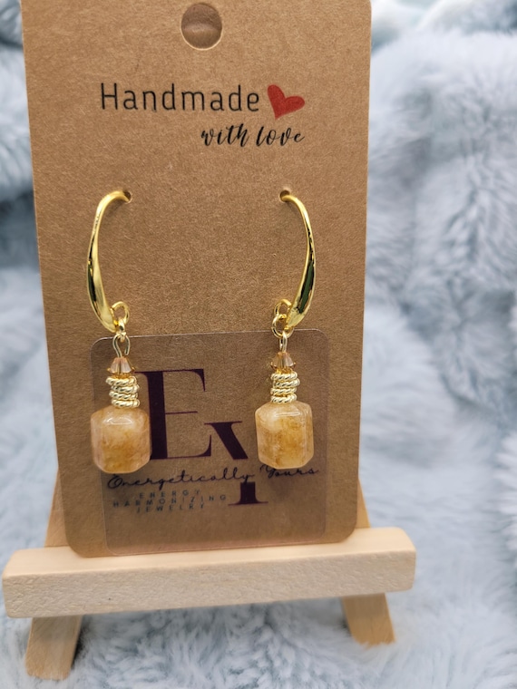 Energetically ENCHANTING gold Jade and faceted Swarovski crystal bead gold hook dangle earrings