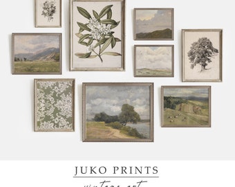 Printable Wall Art Set of 9 nine Prints for Vintage Home Decor Warm ...