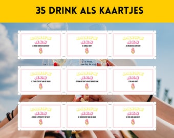 Vrijgezellenfeest drink als kaartjes 35 stuks