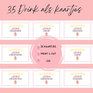 Vrijgezellenfeest drink als kaartjes 35 stuks
