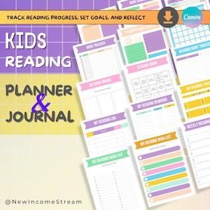 Planificador de lectura para niños / Rastreador de lectura para niños / Registro de lectura listo para usar / Diario de lectura / Rastreador de libros para niños / Cuadro de lectura para niños / Para niños