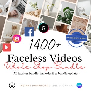 1400+ Faceless Videos | Aesthetic Videos | Master Resell Rights | MRR | Done For You | DFY | Faceless Instagram Account | Story Templates |